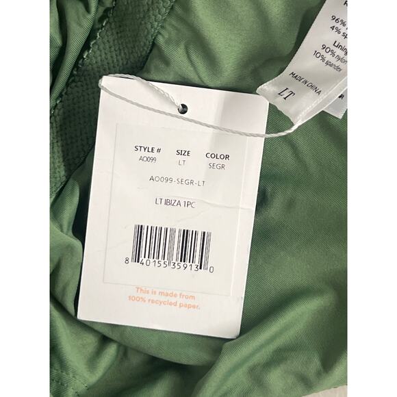 Andie Sz LT tall Sea Green Ibiza Ribbed Scoop Neck One Piece Swimsuit textured - Picture 5 of 5